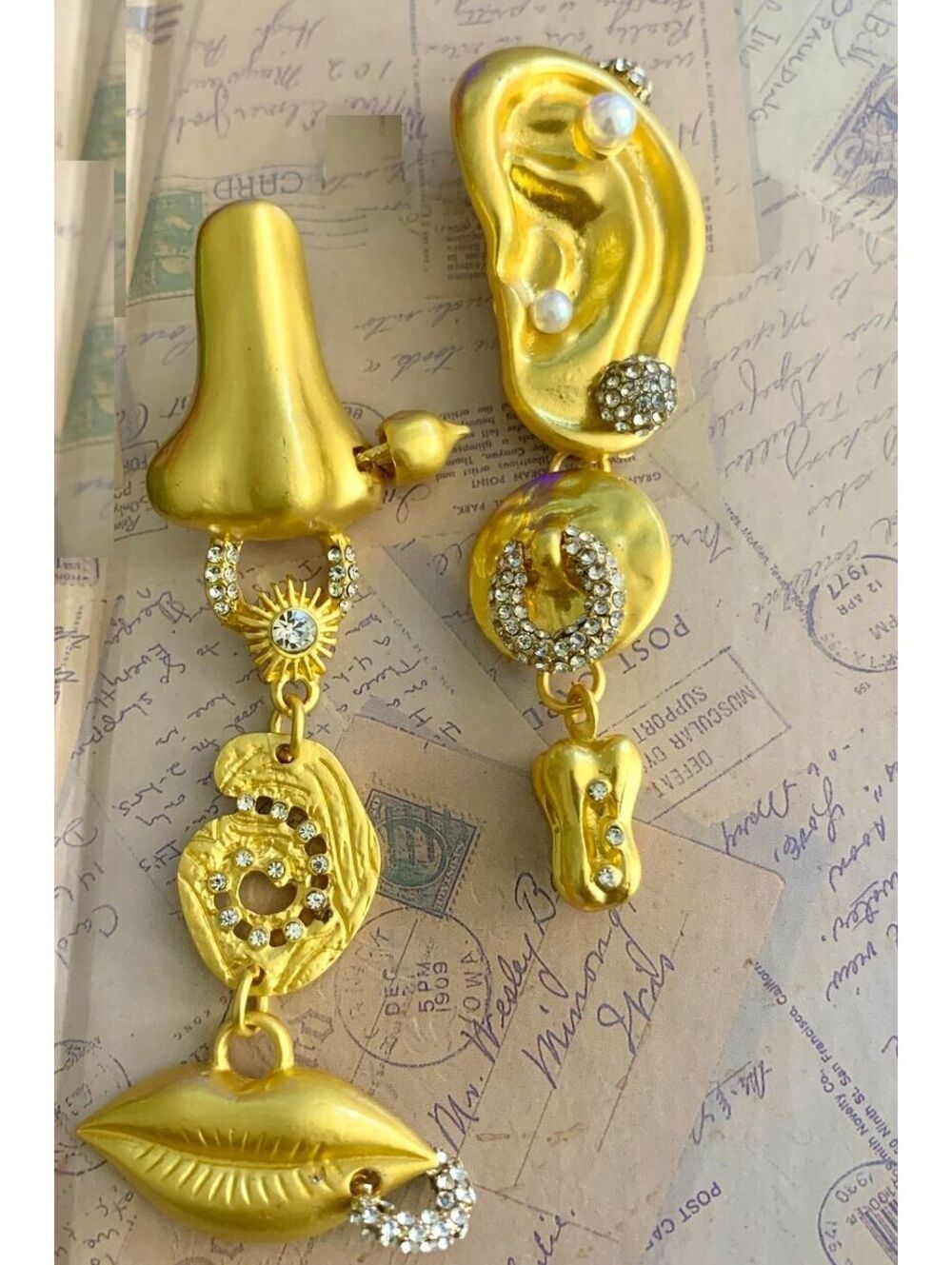 Avant-Garde Contemporary Surrealist Facial Features & Body Parts Dangle Earrings